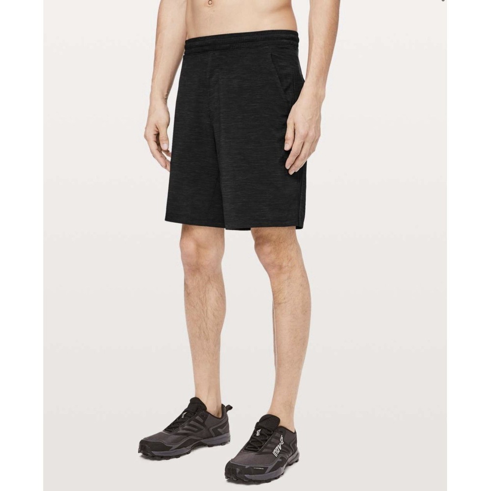 Lululemon Mens Shorts Gray Black heathered Pace Breaker Pull On Stretch Size Med